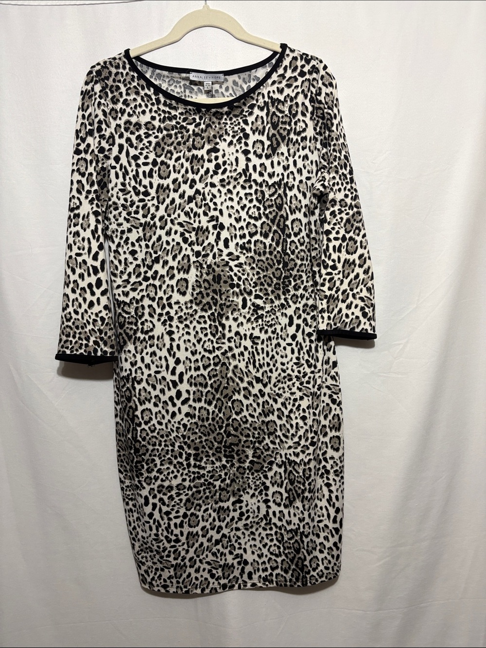 Annalee + Hope Black and White Leopard-Print Midi Sheath Dress